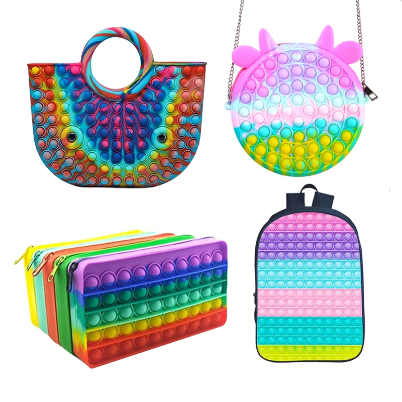 Набор забавных игрушек для снятия стресса, пузырьковая ручная сумка для женщин и детей