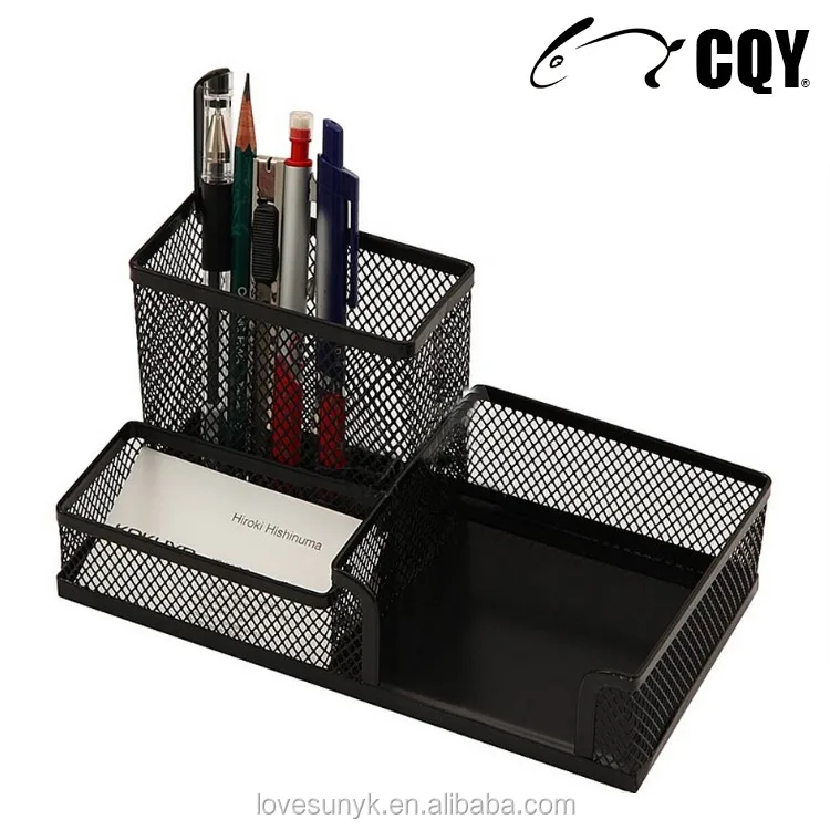 Металлическая сетка офисный стол для хранения с контейнером для карандашей