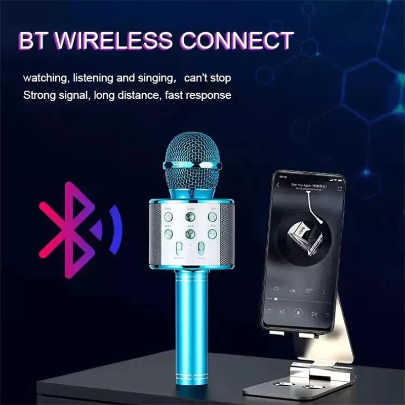 Portable Handheld Mic Speaker Kids Karaoke Microphone Wireless Bluetooth Karaoke Microphone for Singing