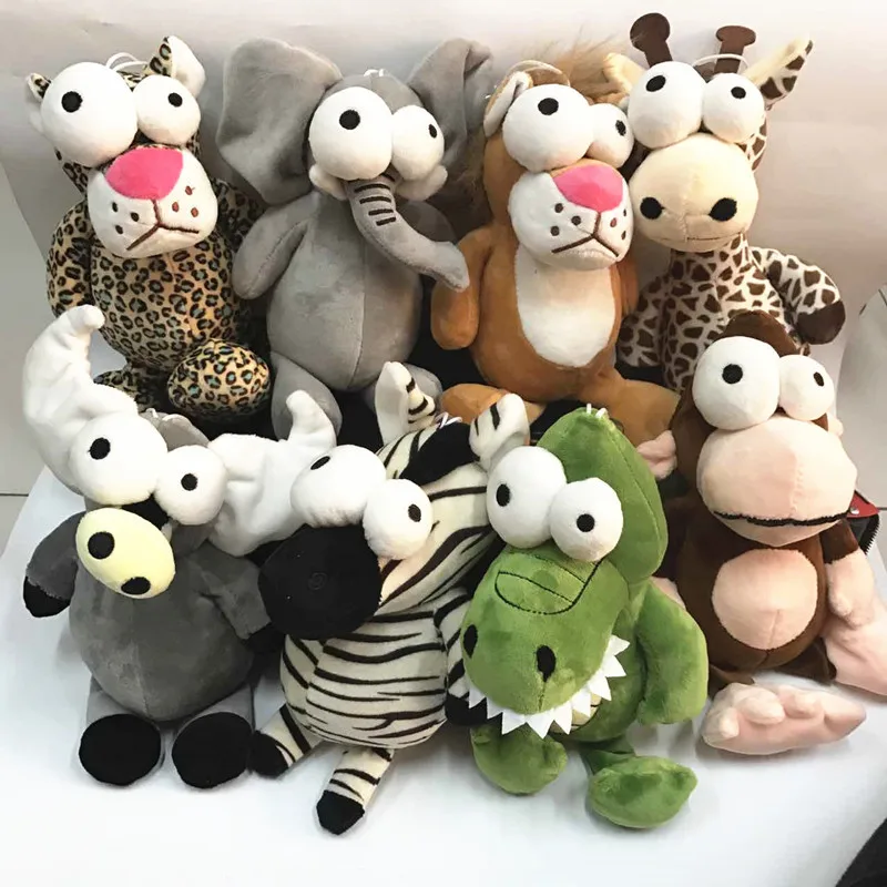 8 Inch Stuffed Zoo Animal Set Toy - Big Eyes Crocodile