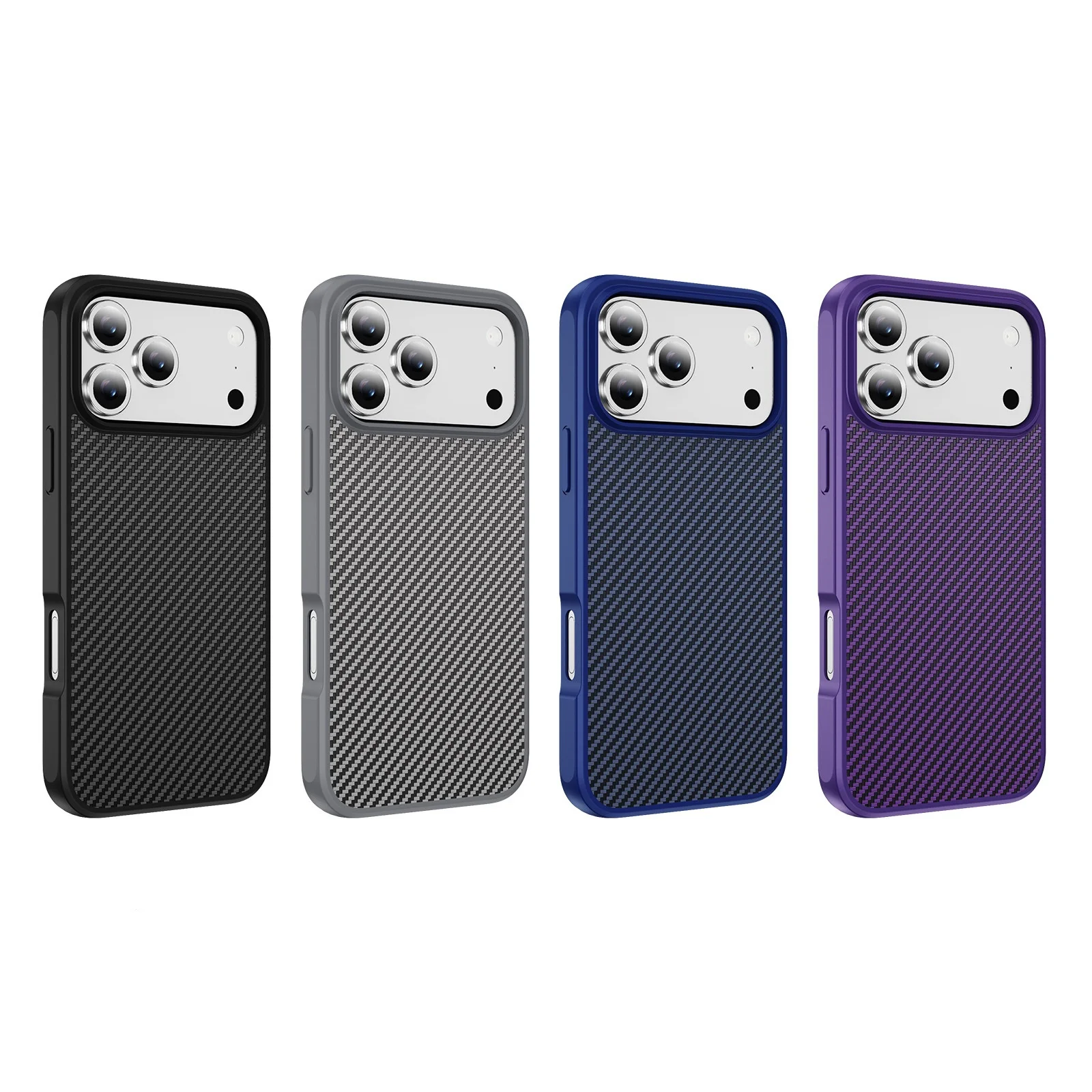 カーボンファイバーテクスチャーカスタマイズ可能 スマホ保護ショックプロテクトカバー マグネット式iPhoneケース iPhone 17 Pro Max 対応