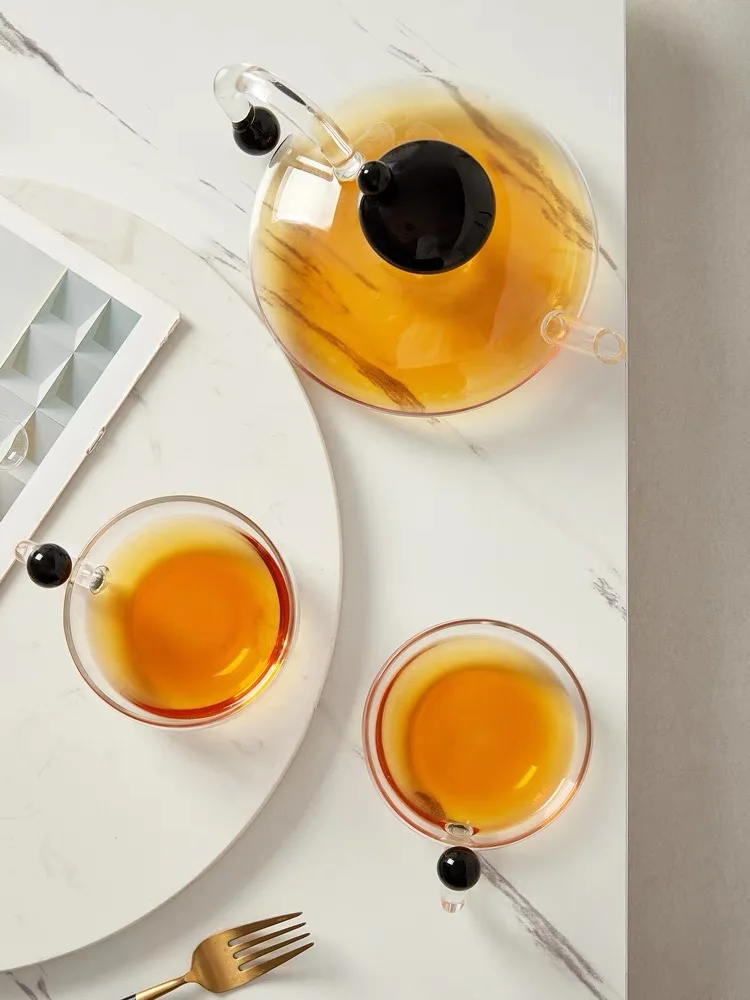 Heat Resistant Heated By Gas Stove Flat High Borosilicate Glass Teapot