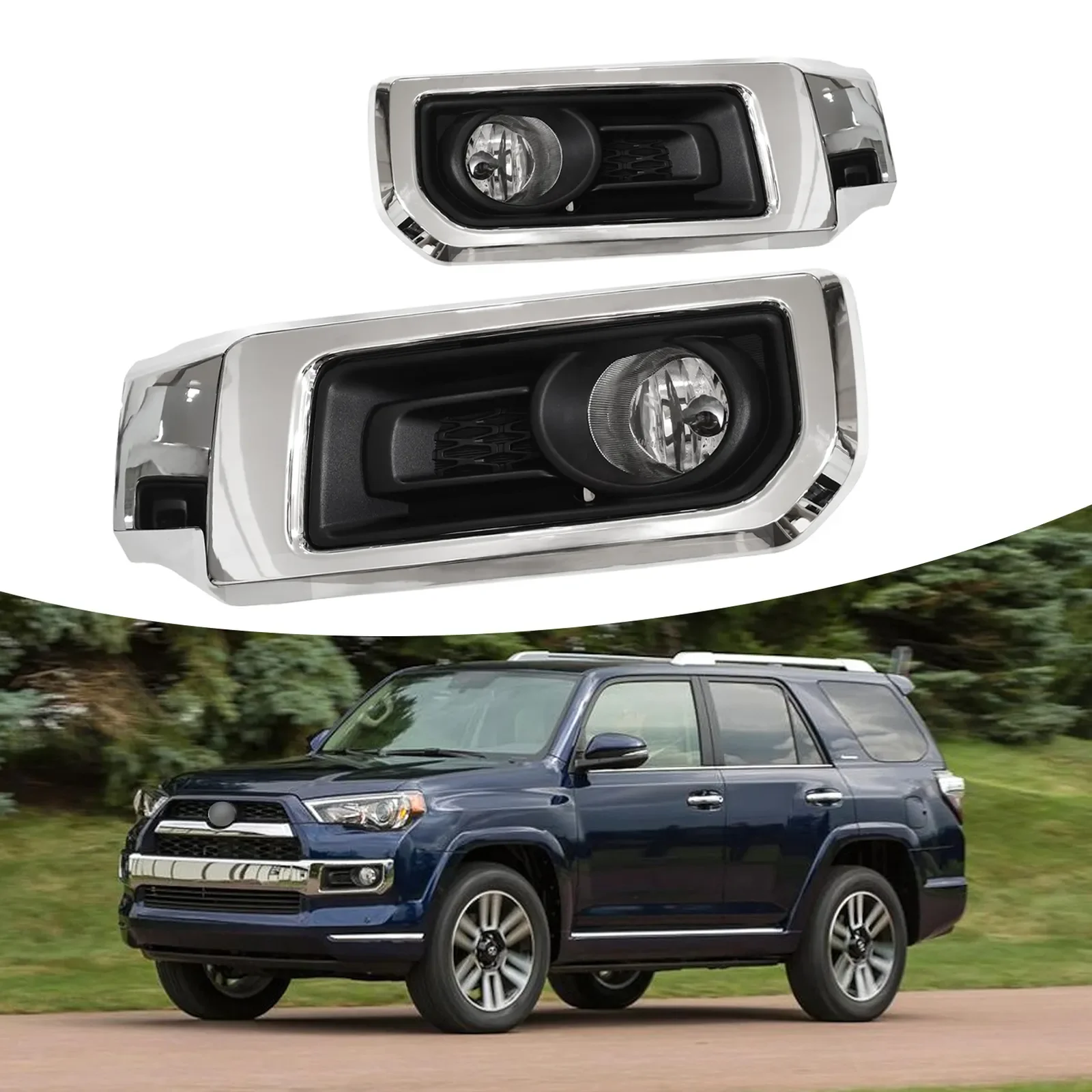 OEM auto parts car body 2pcs Fog Lamp light kit set pair with Chrome Trim For 2014-2020 Toyota 4Runner Limited