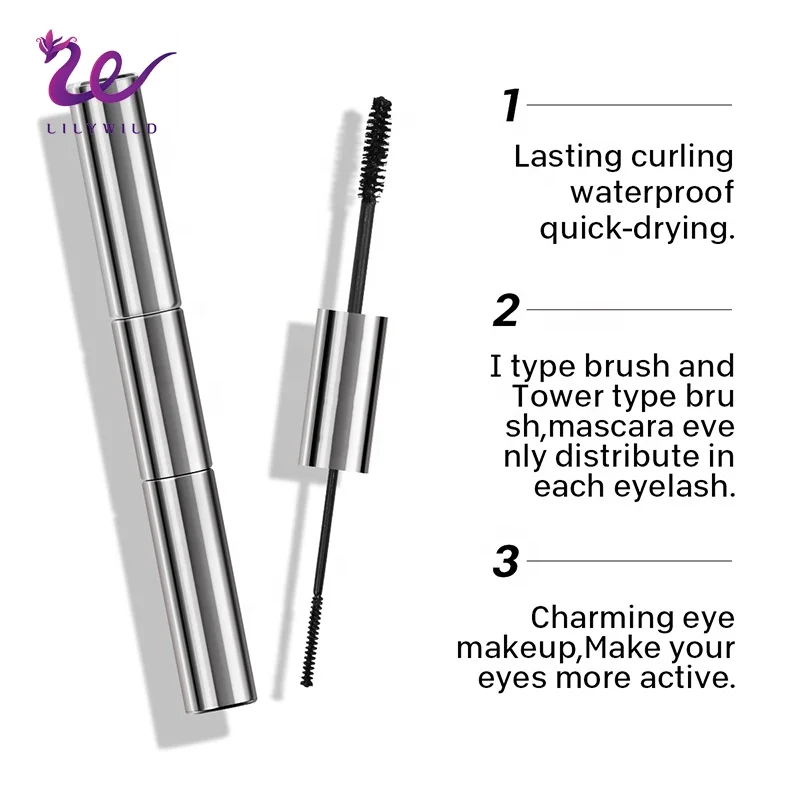OEM Liquid Create Your Own Brand Vegan Black Volumizing Custom Eyelassh 2 in 1 Waterproof Mascara Two Sides