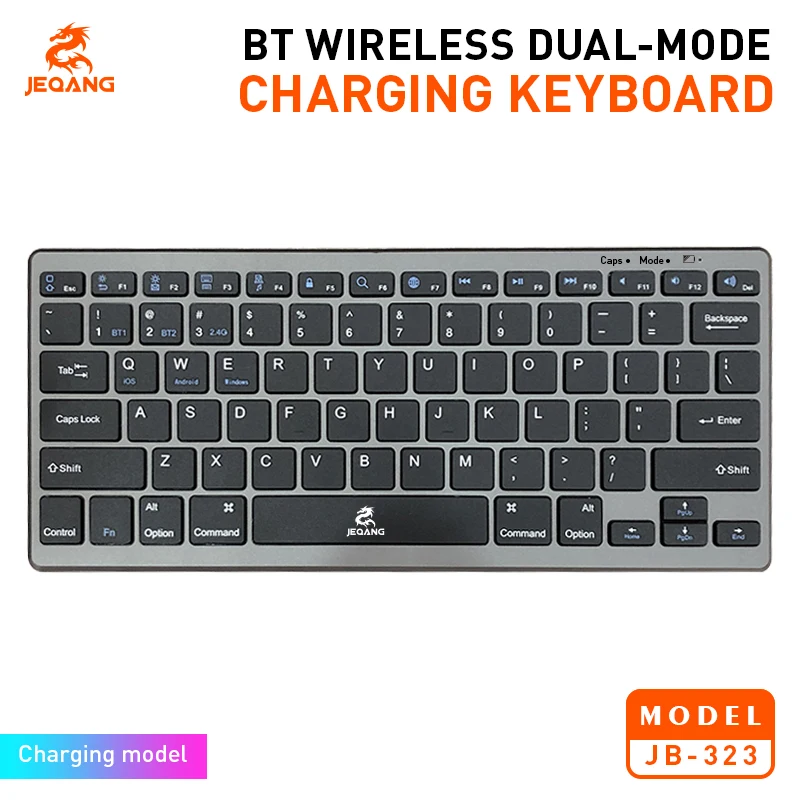 Jeqang Rechargeable Wireless Keyboard Easy-to-Carry BT for Laptops Type C Charging Optical New Product Plastic Material