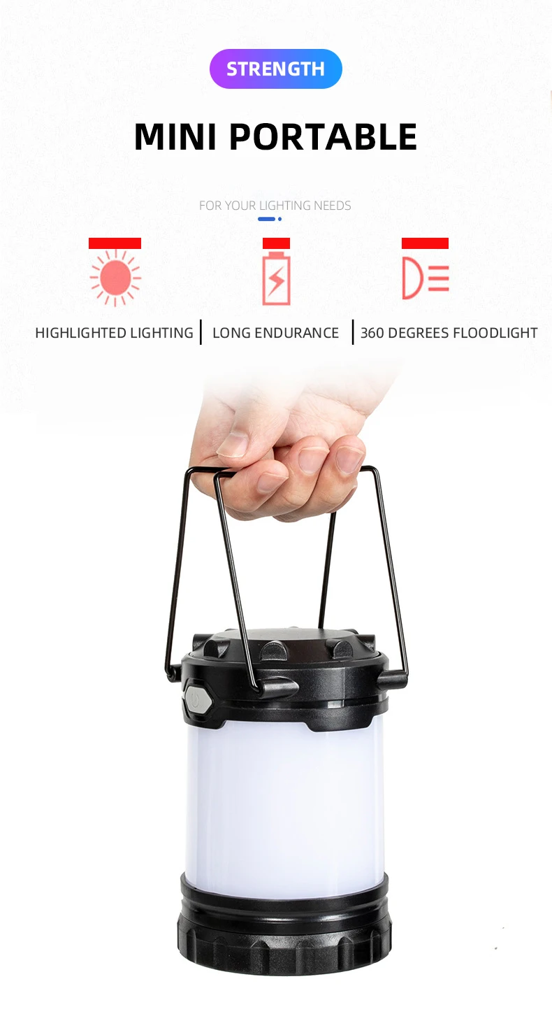 Outdoor MINI USB Battery Operated Rechargeable Camping Lamp lantern Portable LED Solar Camping Lights desk lamp factory