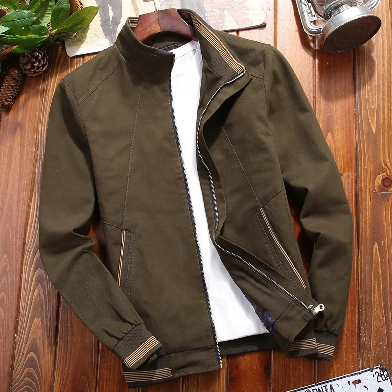 Men's Bomber Jacket Men's Washed Cotton Casual Casual Coat Autumn_voghion.com