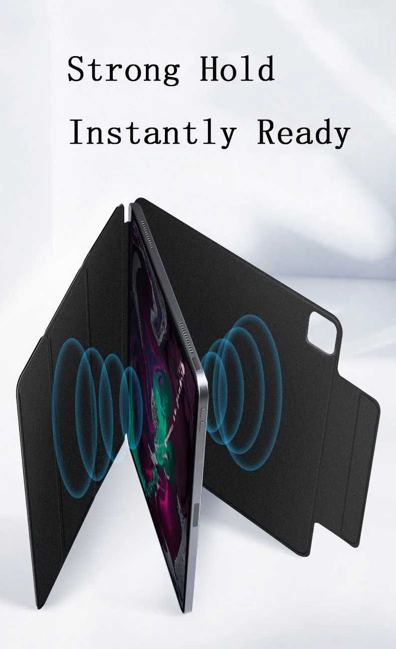 product laudtec magnetic triple layer rugged shell pu leather anti slip shockproof  case for samsung galaxy tab a11  black-7