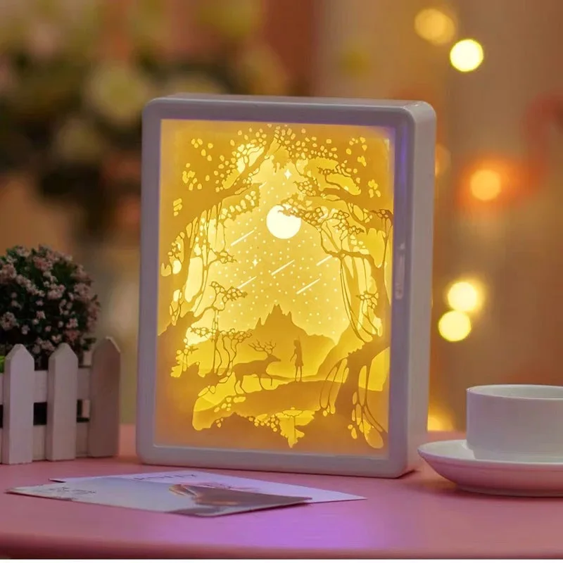 3D Paper Carving Night Lamp - Papercut Light Boxes - Shadow Box