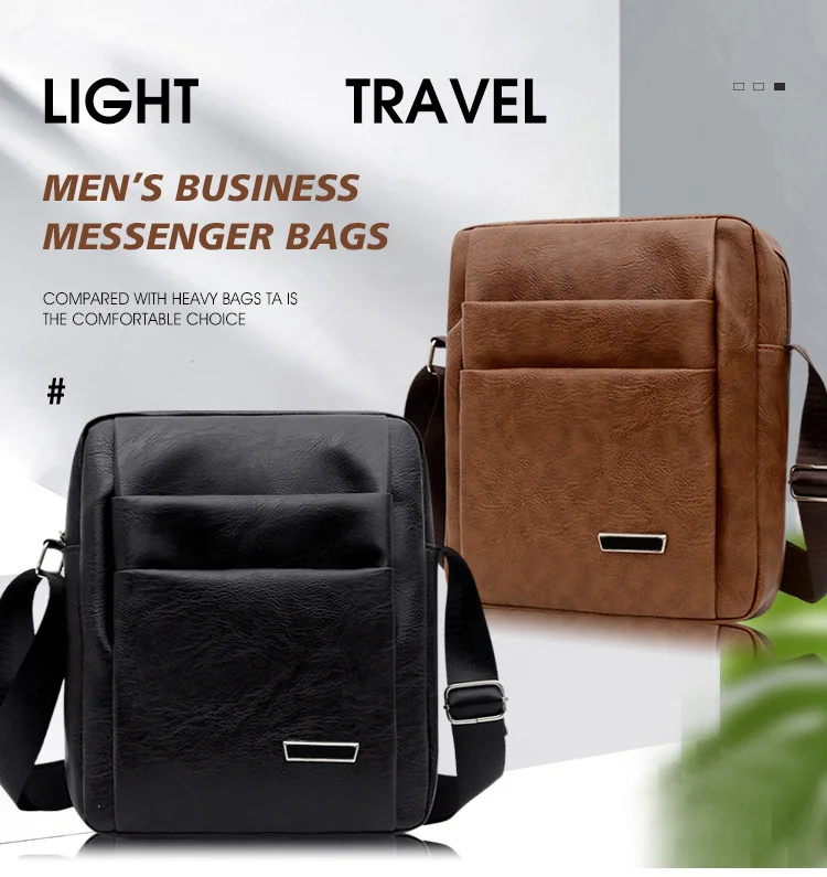 Fashion Men's Shoulder Bag High Capacity Pu Leather Crossbody Bag