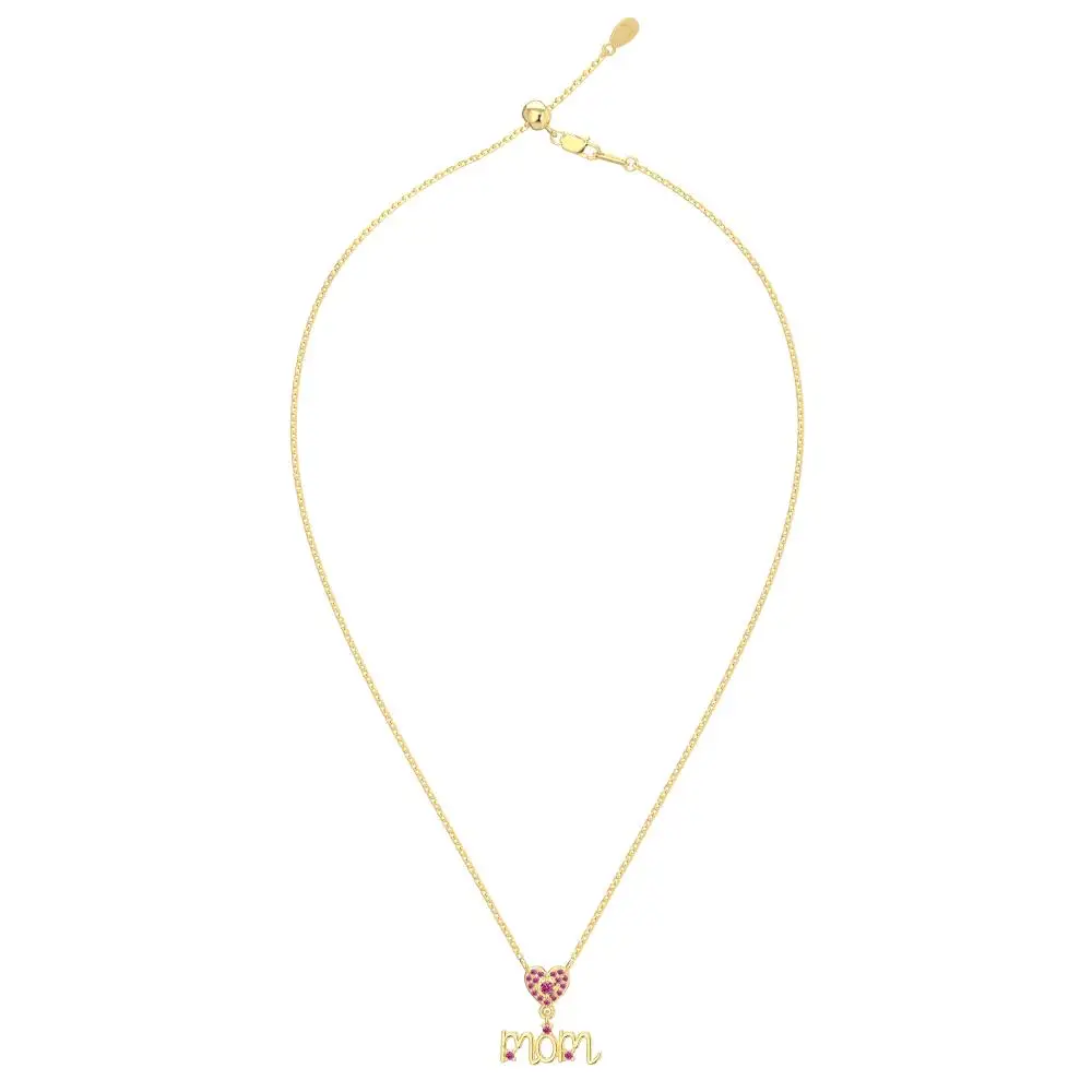 KAKODIY Mother's Day Festive 925 Sterling Silver Gold Plated Mom Lettering Heart Pendant Necklace detail 6