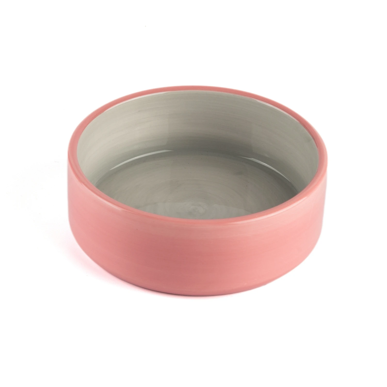 pink ceramic pet bowl