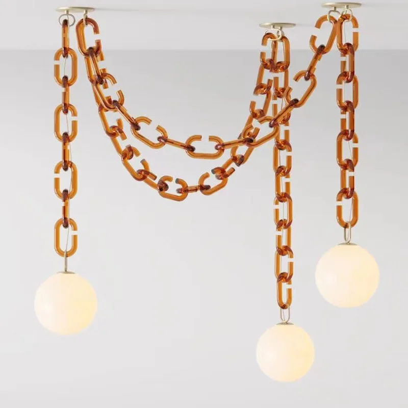 JYLIGHTINGModern Nordic Simple Glass Globe Creative Chandelier Living Room Cloakroom Clothing Store Dining Room Decorative Chain