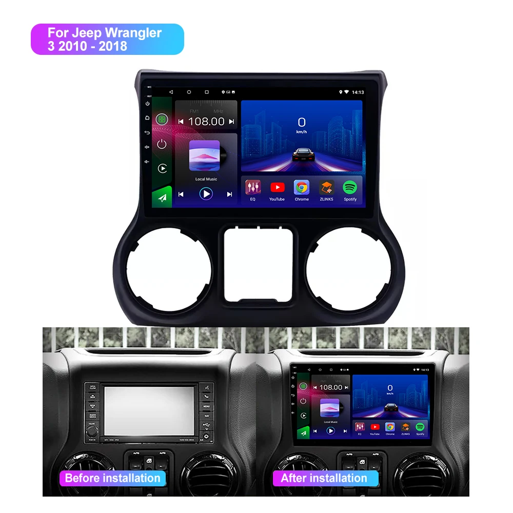 Touch Screen 10 Inch Car Dvd Player Android Auto Audio Stereo Car Radio For Jeep  Wrangler Jk 2011 2012 2013 2014 2015 - Buy Android For Jeep Wrangler  2011,Radio For Jeep Wrangler