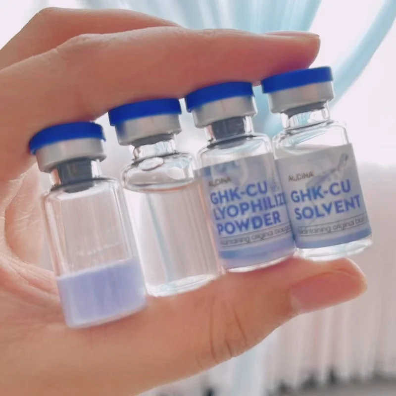 cosmetic grade ghk cu G High-quality Hot Selling Cosmetic Grade GHK-Cu Copper Peptide Blue Copper  Peptide Lyophilized Powder Set Intensive Serum