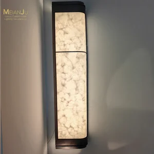 Modern Villa Hotel Decorative Wall Sconce Corridor Faux Alabaster Mable Foyer Wall Lamp Waterproof Stainless Steel Factory