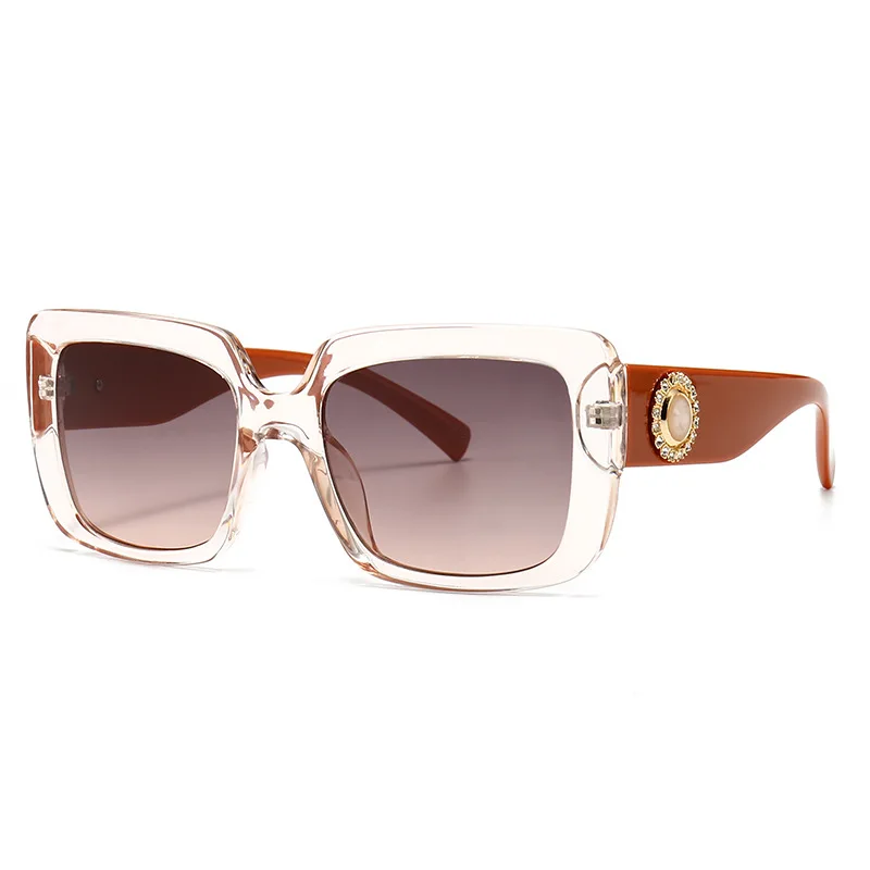 Dropshipping Plastic Fancy Big Frame square Oversized Ladies Diamond Trendy Women Shades Sun Glasses Sunglasses 2021