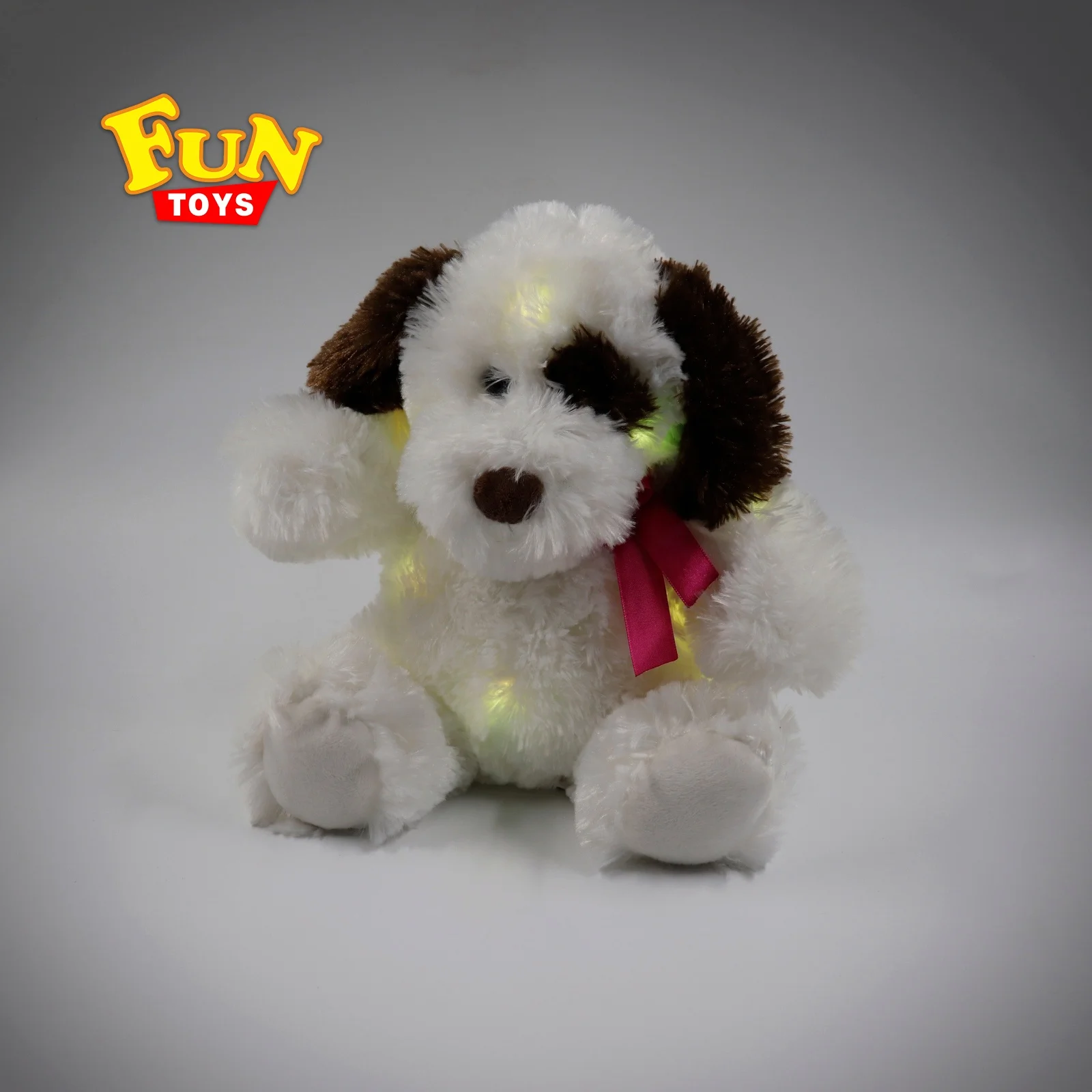 Hot Light Up Colourful  LED Plush Toys 25CM Glow In Dark Dog In White Color