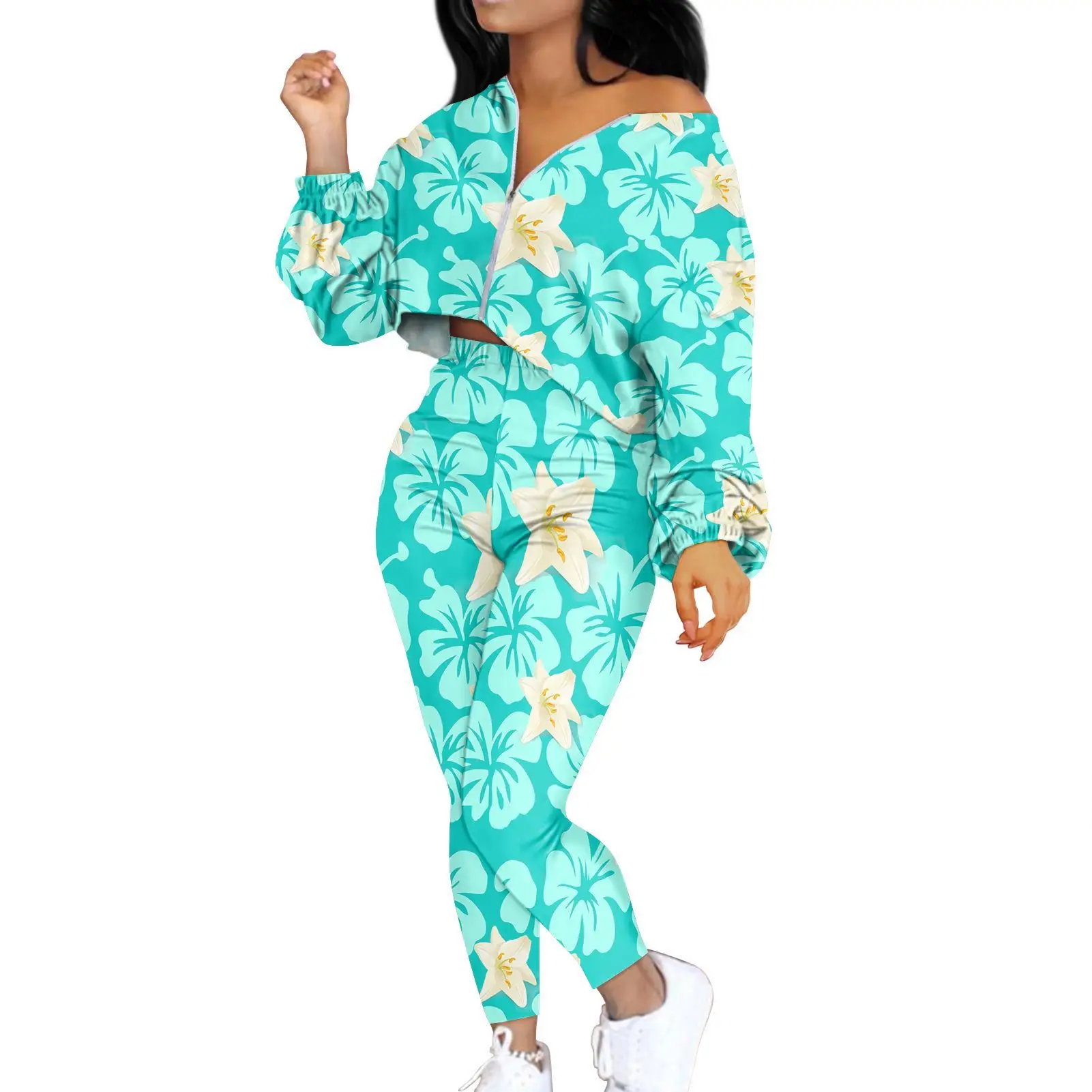 Chándal Con Estampado De Tortuga Tribal Polinesia Para Mujer,Conjunto De 2  Piezas De Manga Larga Con Cremallera,Top Corto De Invierno,2020 - Buy  Plumeria 2 Piezas Conjunto De Ropa,De Manga Larga 2 Piezas