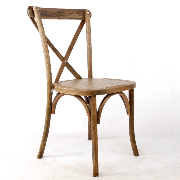 Wholesale Wood Stackable Cross X Back Antique Dinning Room Chair wooden Used Banquet Antique Crossback Dining Chairs For Sale