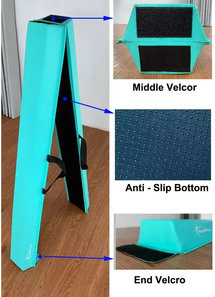 LDK Gymnastics Folding Balance Beam Suede Cover Foldable Gymnastic Balance Beam with Carry Handle