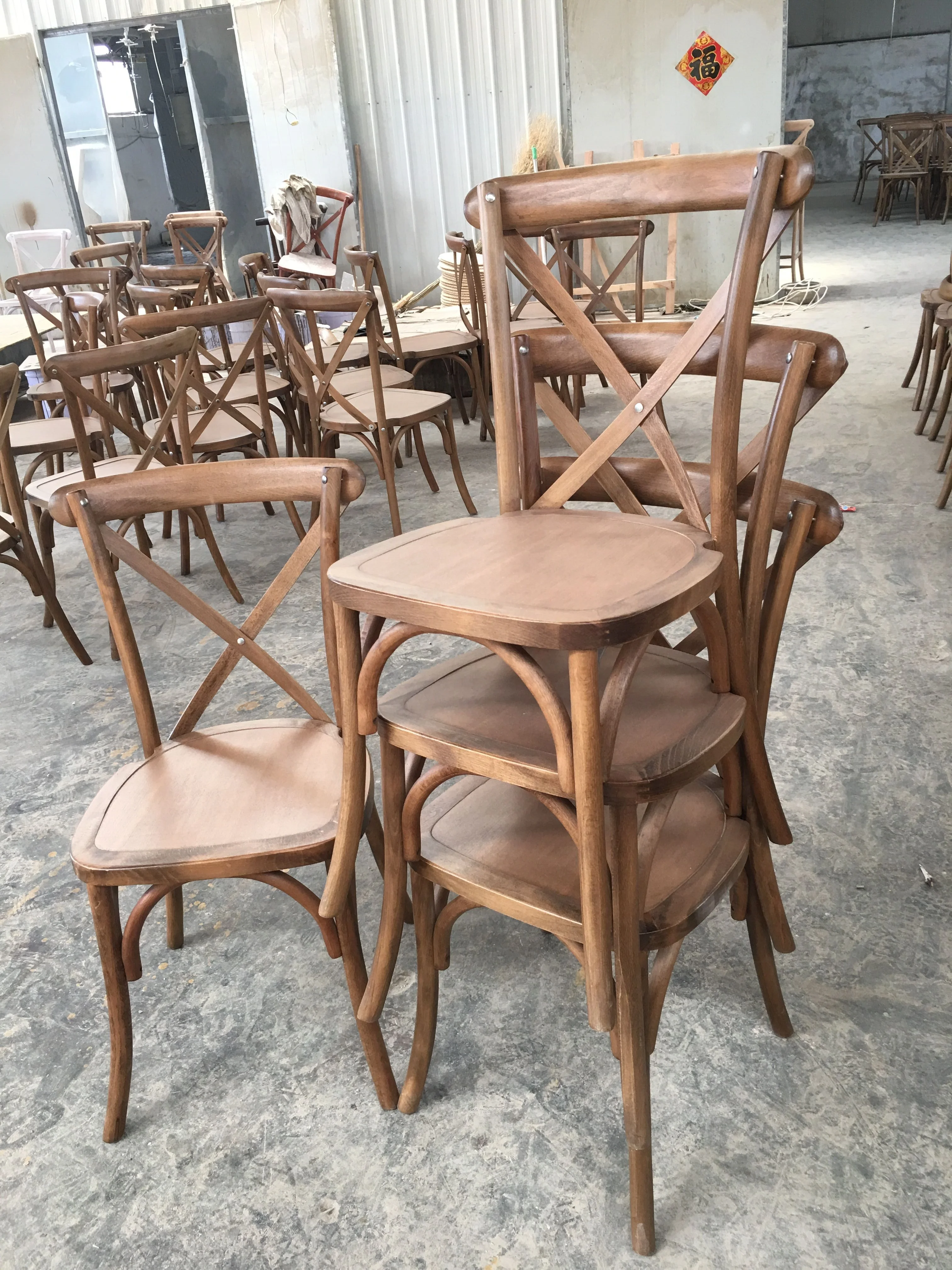 Wooden Stackable Vineyard Crossback Chair X Back Chair for Wedding Party  Events