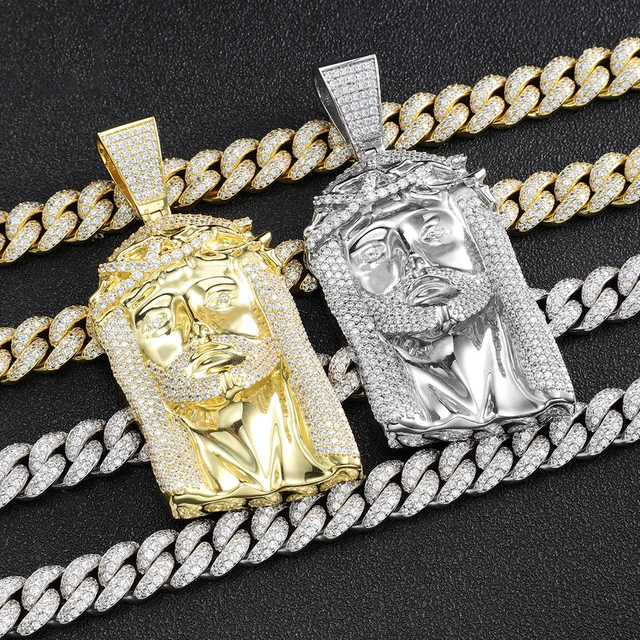 Custom 925 Sterling Silver Hip Hop 18K/White Gold/Rose Gold Plated VVS Moissanite Big Large Jesus Head Pendant