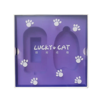 purple rigid cardboard packaging empty luxury PVC PET removable lid Paper Gift box For Present