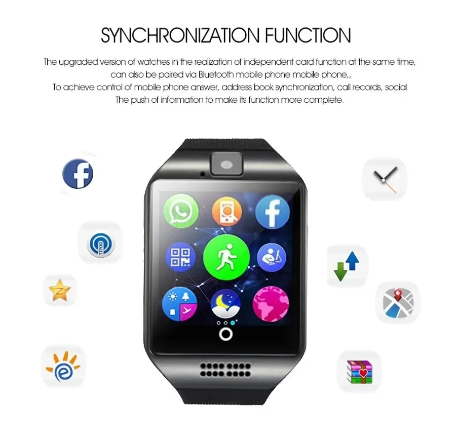 Q18 Smart Watch With Camera SIM TF Card Slot Fitness Activity Tracker Sport Watch for Android Ios Smartwatch Reloj Inteligente