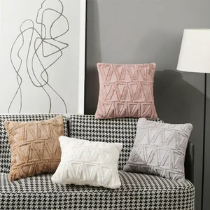 Hot Sale Cushion Cover Decorative Boho Pillow Case Cushion Cover Soft Plush Short  for Couch Sofa Bedroom