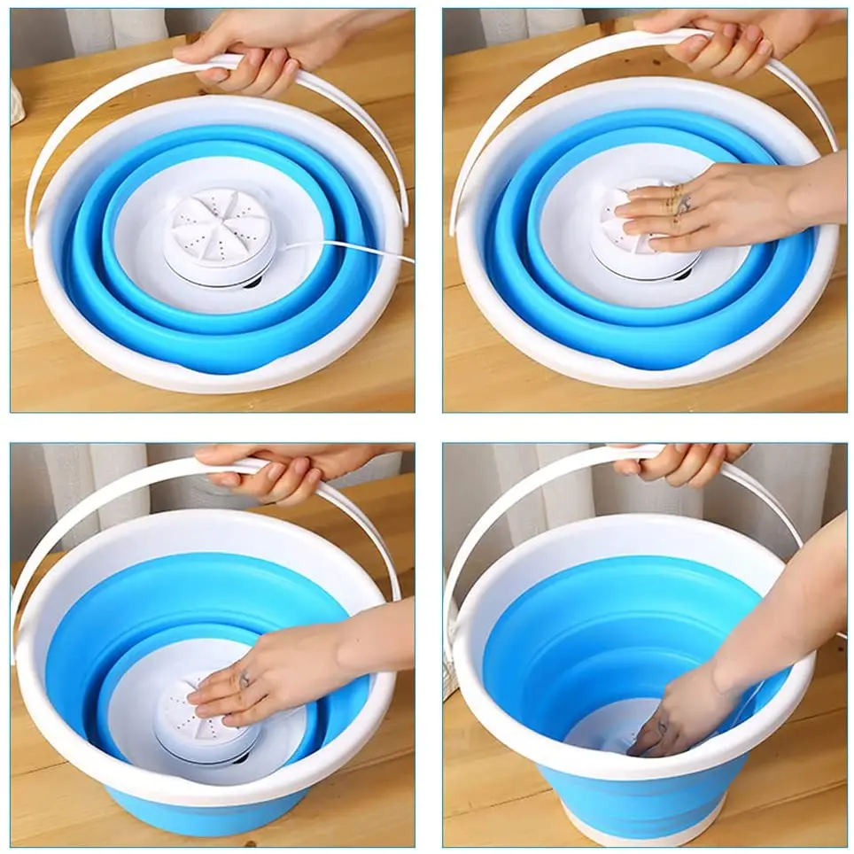 Folding 24w Bucket Washing Machine Foldable Usb Charging Portable 10l