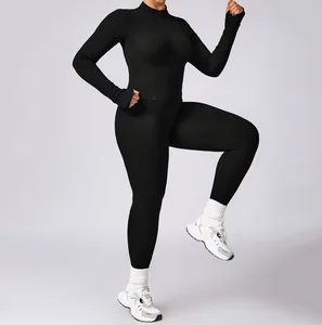 Fitness Yoga Set Crop Jacket Top Leggings Women Activewear Clothing Workout Zip Sets Plus Size Set for Women