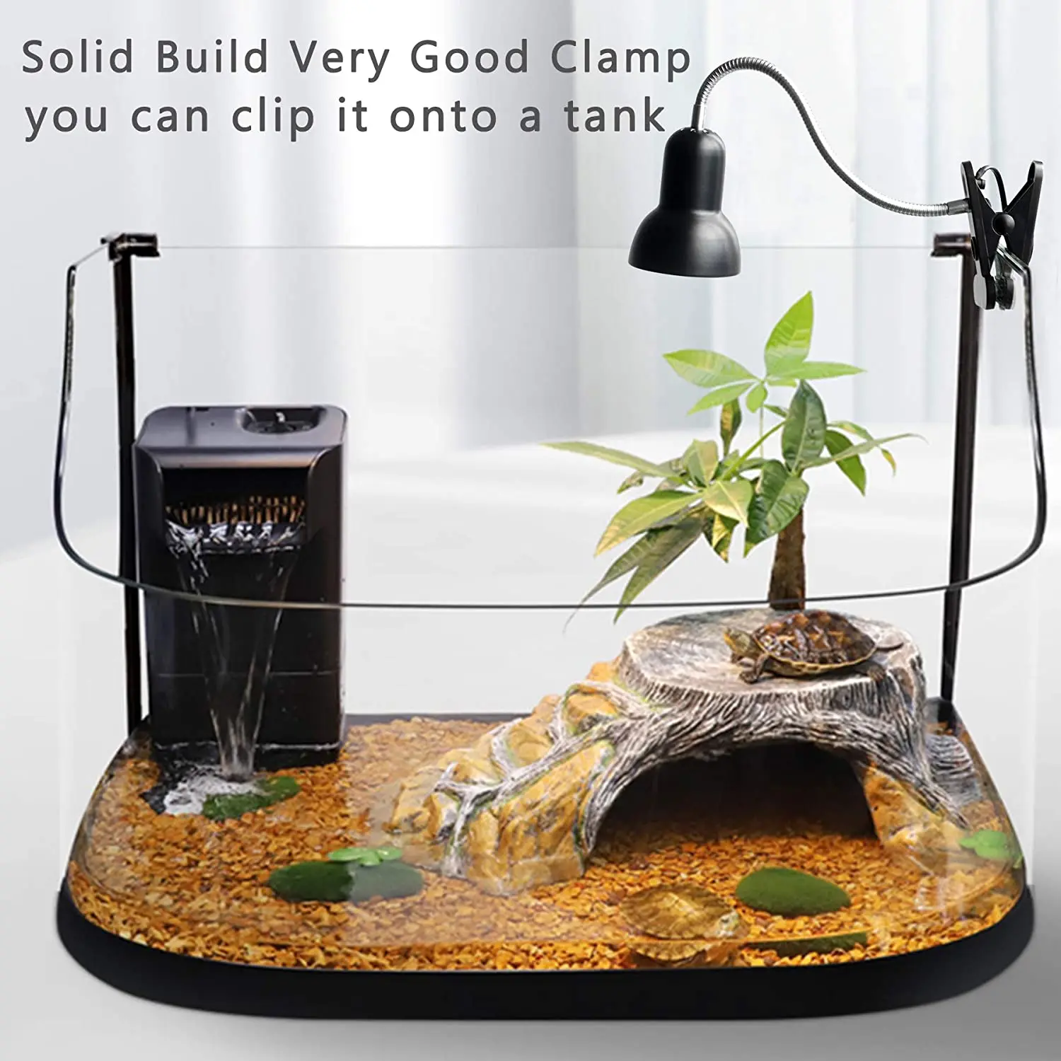 TSLIVE Reptile Heat Lamp With 4 Bulbs – Adjustable Clamp Lamp Stand, UVA/UVB Basking Light For Lizards, Turtles, Snakes