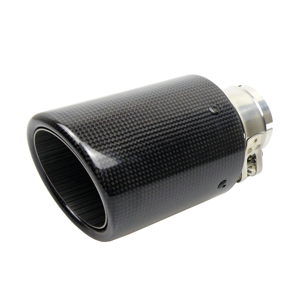 Exhaust Tip Muffler Pipe Glossy Black Carbon Fiber Steel 76MM inlet 114MM outlet 