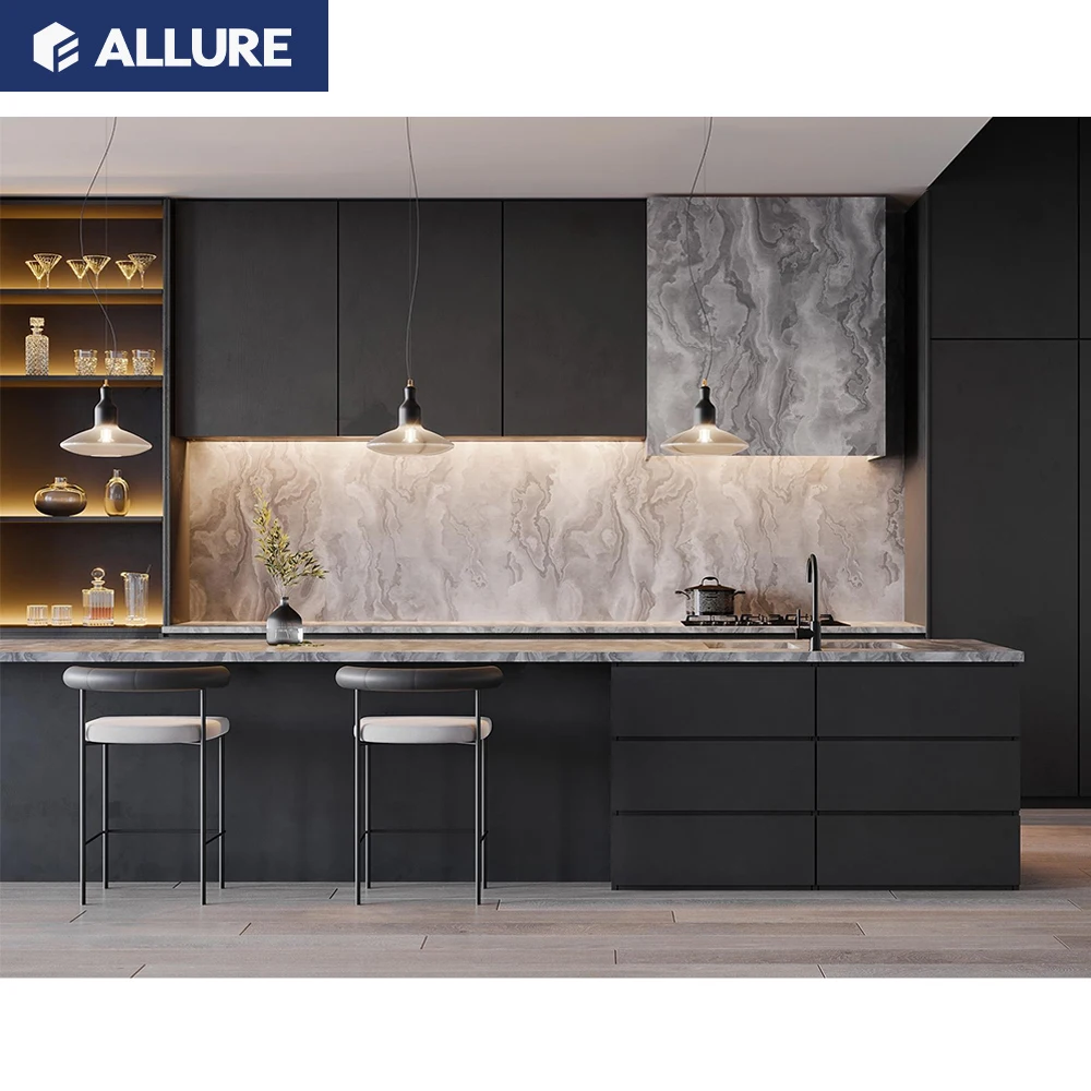 Allure Custom China Design Lacquer Smart Kitchen Cabinets Complete Sets Ready to Assemble Modern Kitchen Cabinets