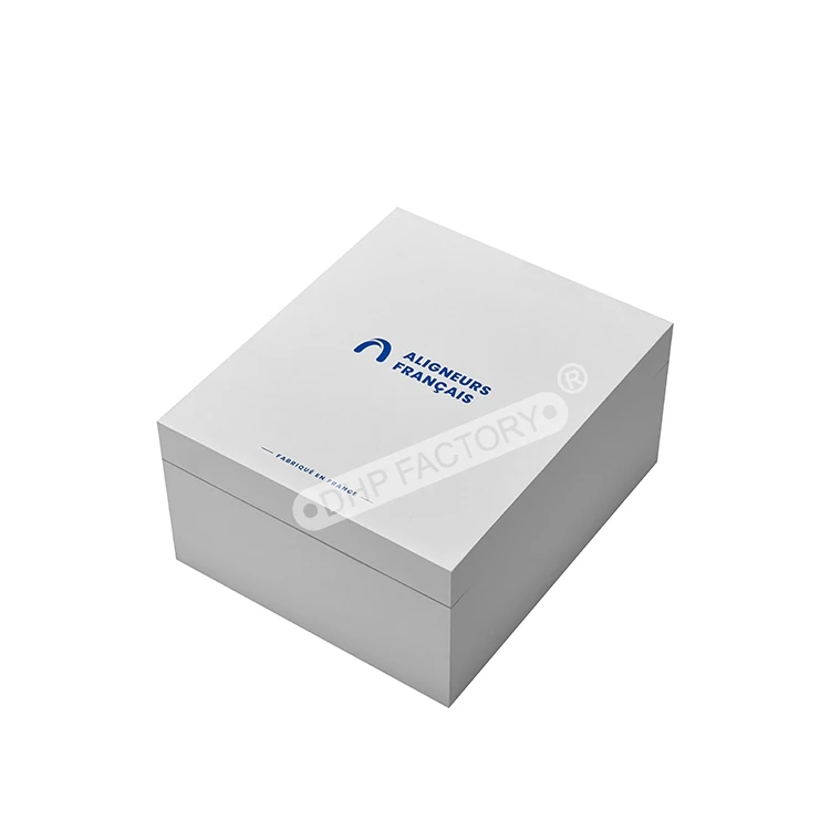 Simple Customized Rigid Cardboard Impression Aligner Teeth Whiten Invisible Dental Aligner Kit Packaging Paper Box with Dividers