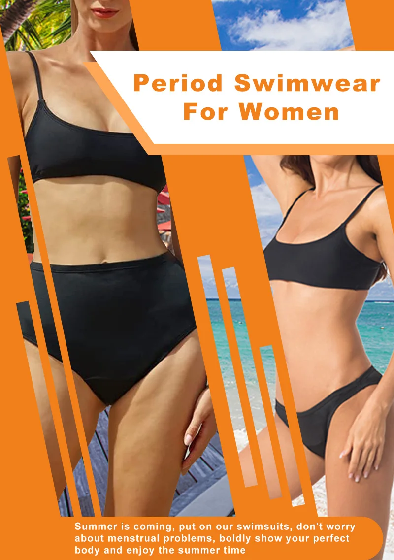 2022 New Arrivals High Waisted Menstrual Period Proof Swimwear Bikini Set Swimsuit Bathing Suit