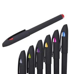 Stationery Custom Logo Black Rubber Finished Advertising Gel Ball Pen 0.38mm