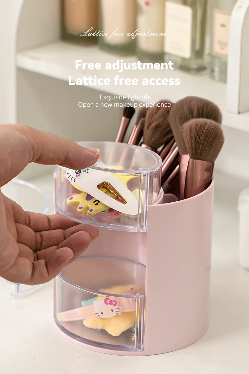 ITEM NO.5039 NEW ARRIVAL Desktop Plastic Revolving Drawer Powder Puff Beauty Egg Holder Makeup Brush Storage Box With Dustproof cover925 factory