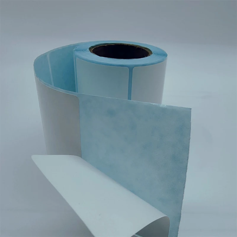 Factory Custom 60 X 30mm Blue Adhesive Thermal Label Paper Roll,Blank 60 X 30mmThermal Shipping Label Paper Roll factory