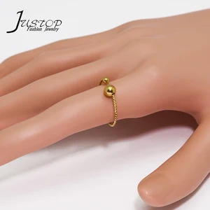 Women's Trendy 316L Hypoallergenic Stainless Steel Beads Shining 18K Gold Plated Prong Setting Ring Parties Anniversaries Unisex