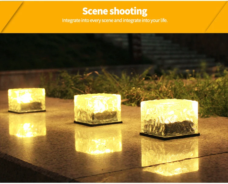 Description Picture 3 of itemSolar Brick Ice Cube Light LED Waterproof Solar Sunlight Patio Walkway Pathway Step Garden Decor Lighting