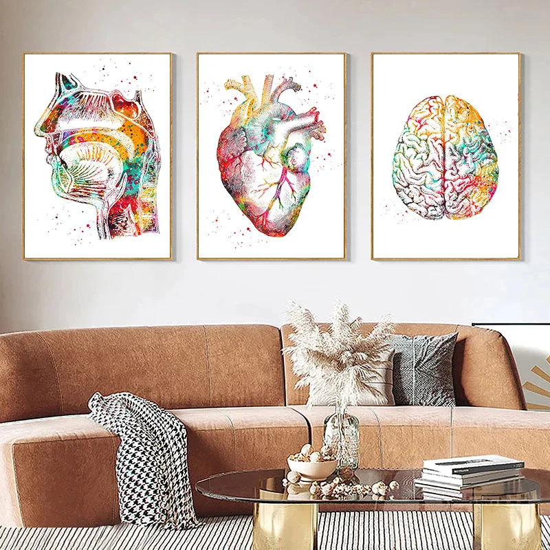 Abstract Organs Abstract Medical Anatomy - Canvas Painting of Human Organs