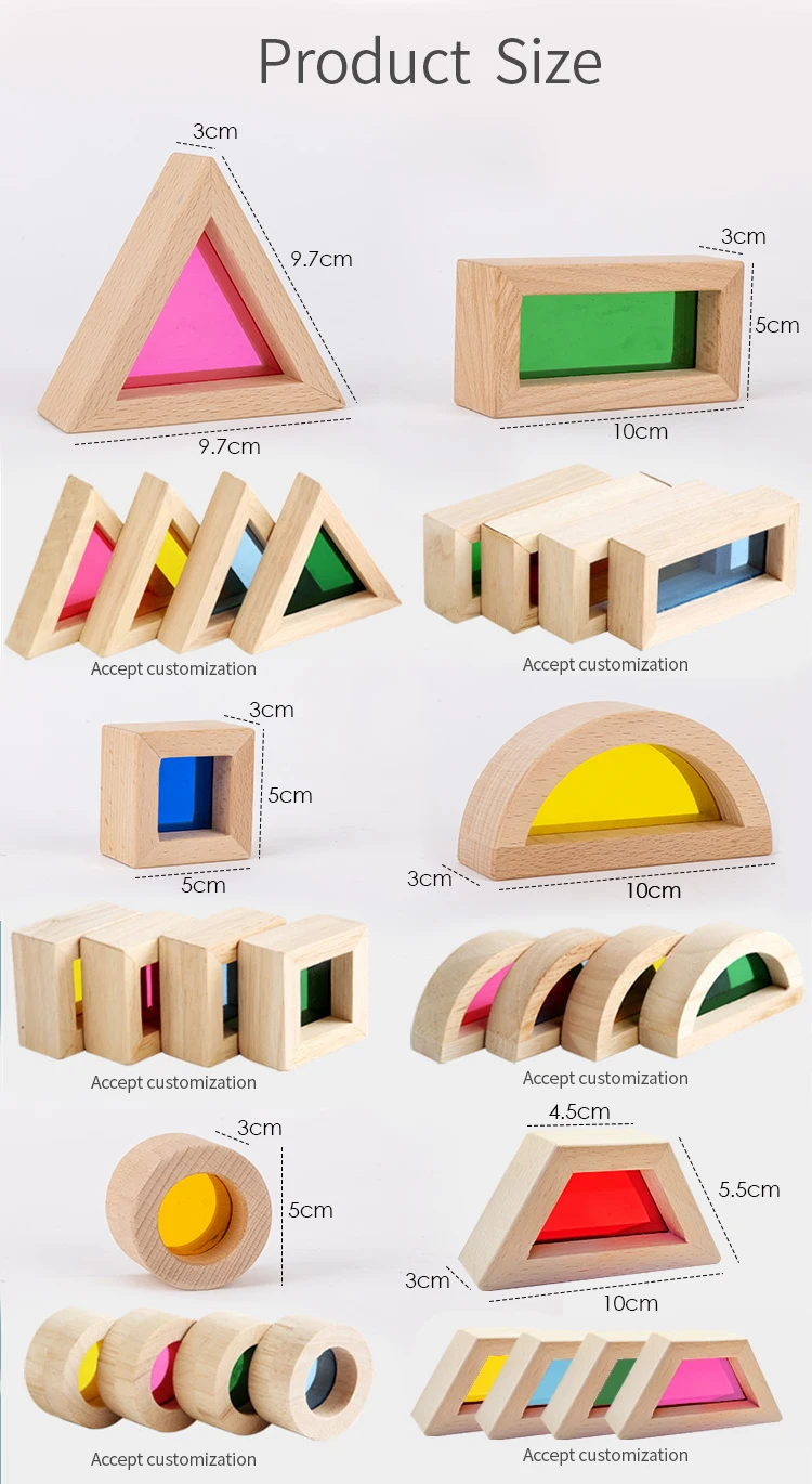 Building Rainbow Wooden Stacker Stacking Blocks Montessori Preschool ...
