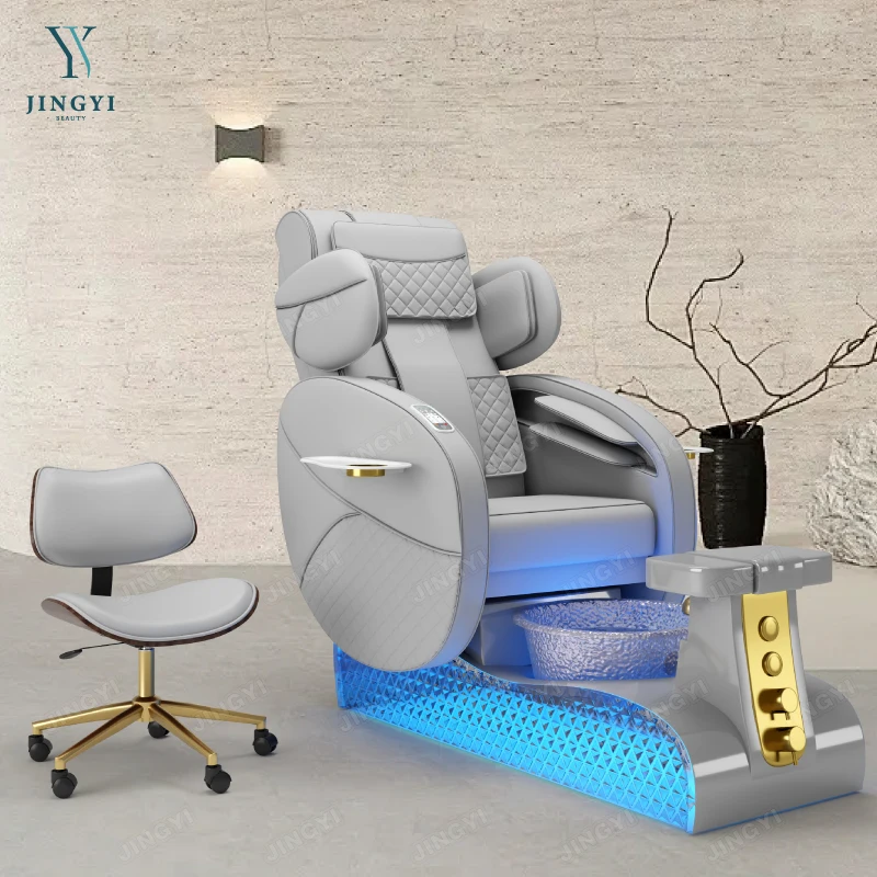 Top Seller Multi Function Rotated Wooden Pedicure Bowl Chair Foot Spa Massage Customized Nail Salon Furniture