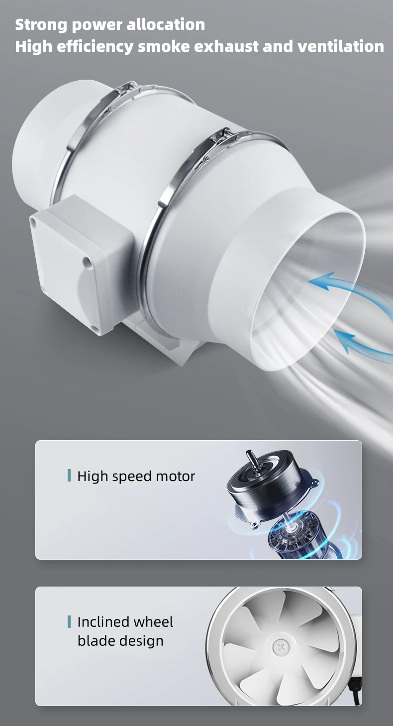 Inline Duct Fan, 220V, 120mm, Plastic - detail 6