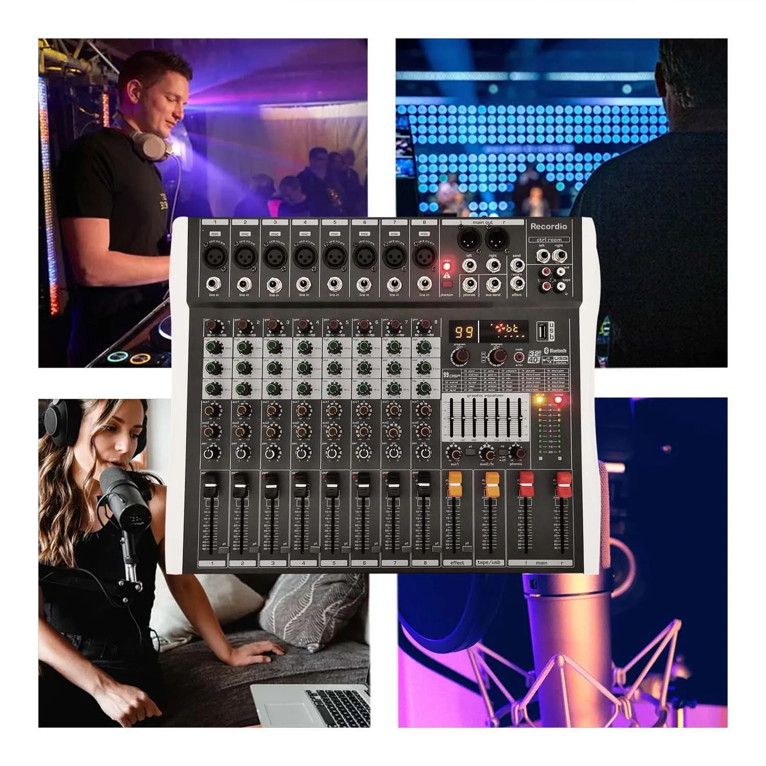 GAX-CY8 Recordio Dj Mixer 8 Channel - High Quality Audio