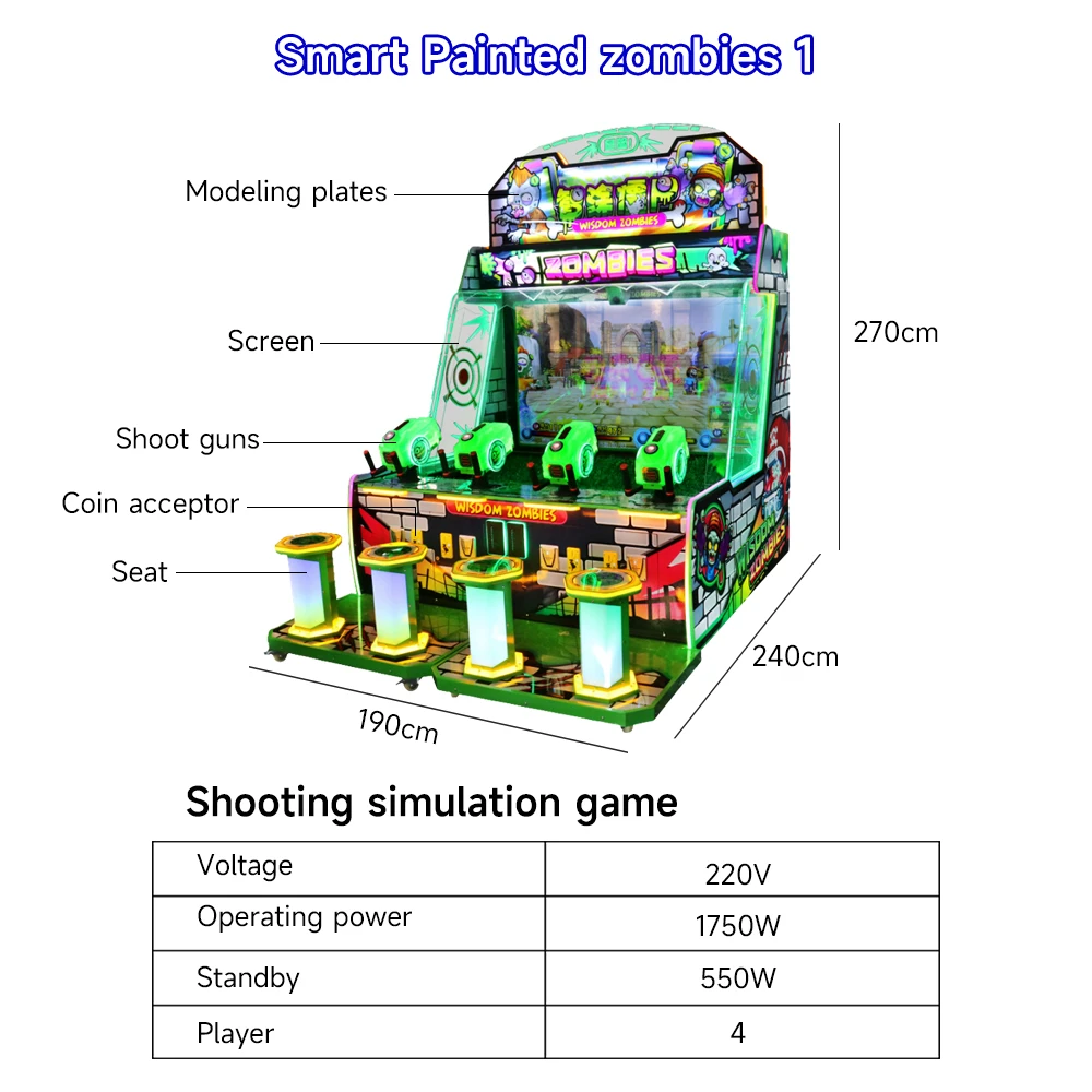 Jiaxin Coin Operated Zombies Water Shooting Arcade Game Machine