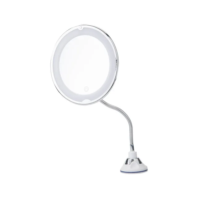 LED Lighted 10x magnifying wall mounted makeup mirror with360 degree swivel for home bathroom vanity