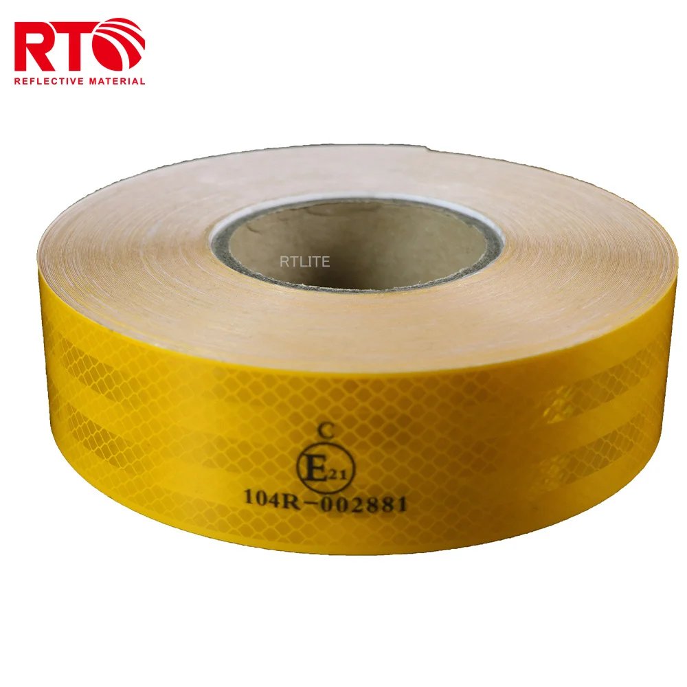 5.08cm*50m PET Material Edge Sealed E21 Yellow Reflective Tape For Truck Safety